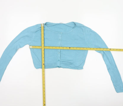 UNIQLO Women’s Blue S Ribbed Cotton Modal Button Cardigan