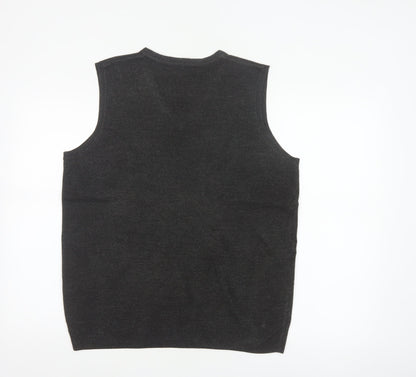 Burton Mens Black L V-Neck Knitted Sleeveless Jumper Vest