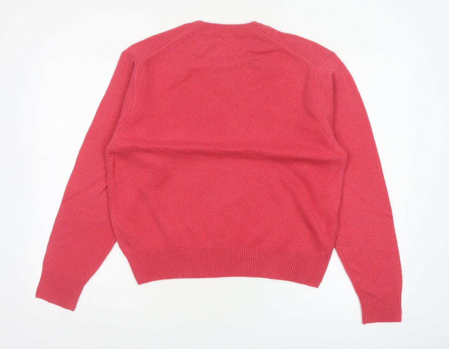 UNIQLO Women Pink S 100% Wool Crew Neck Raglan Pullover Jumper