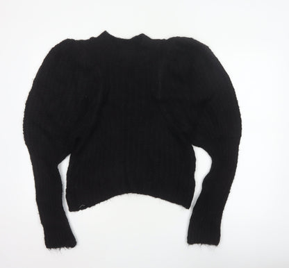 ASOS Women Black UK 8 Cable Knit Mock Neck Pullover Jumper