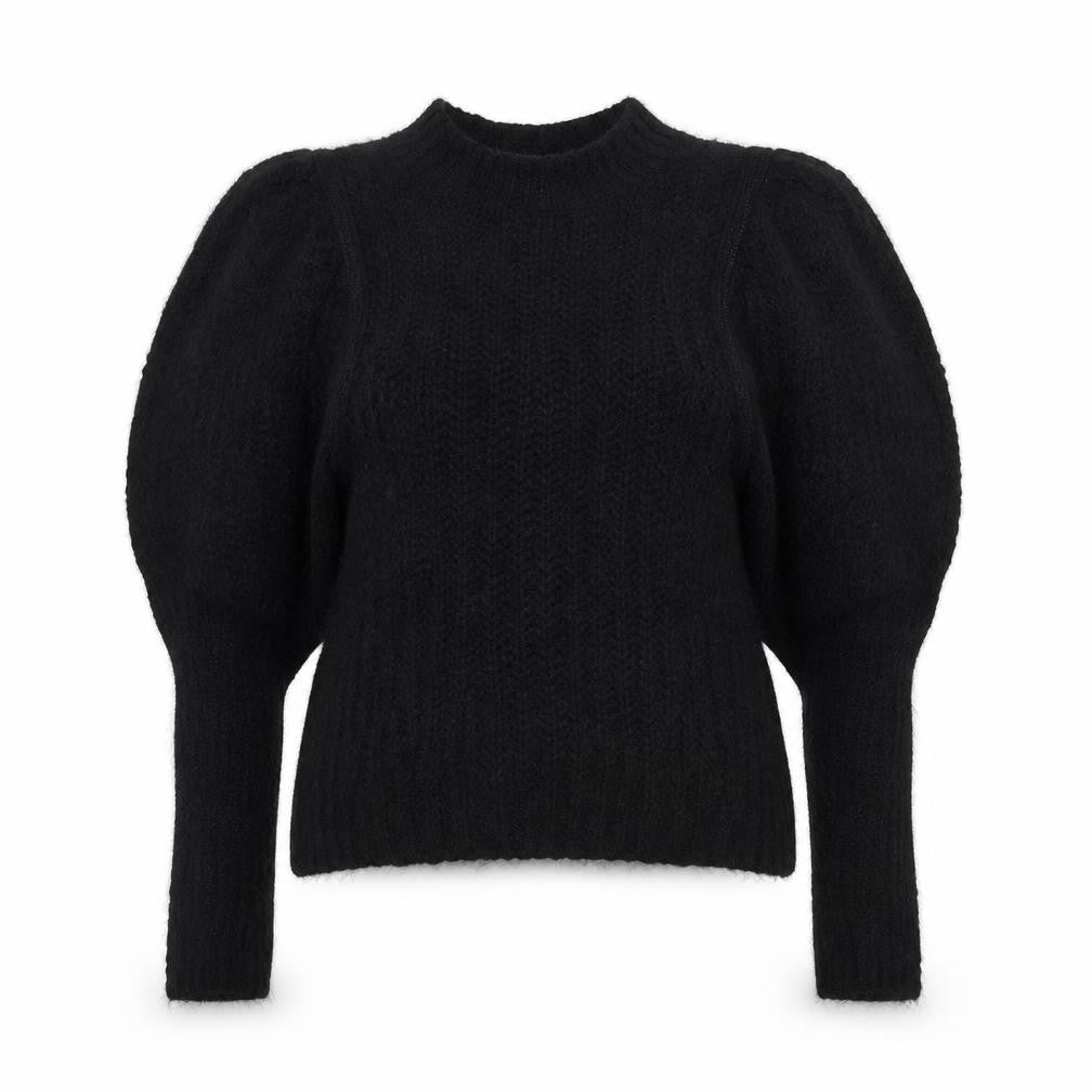Front view of ASOS Women Black UK 8 Cable Knit Mock Neck jumper