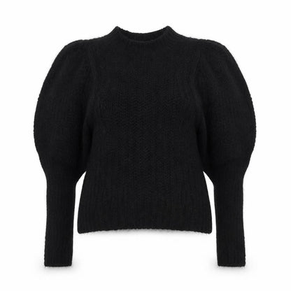 Front view of ASOS Women Black UK 8 Cable Knit Mock Neck jumper