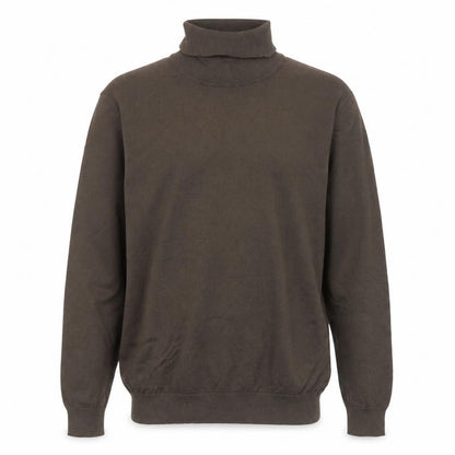 Marks & Spencer Men Brown L Roll Neck Cotton Blend Knit Jumper