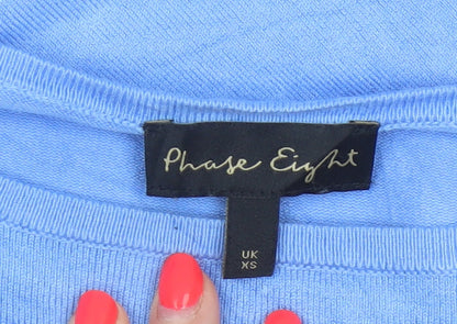 Phase Eight Women’s Blue XS Viscose Knit Crew Neck Pullover Jumper