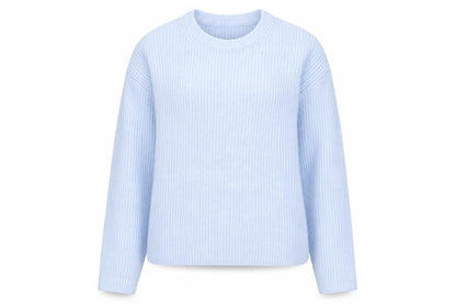Marks and Spencer Women Blue UK 12 Rib Knit Crew Neck Pullover Jumper