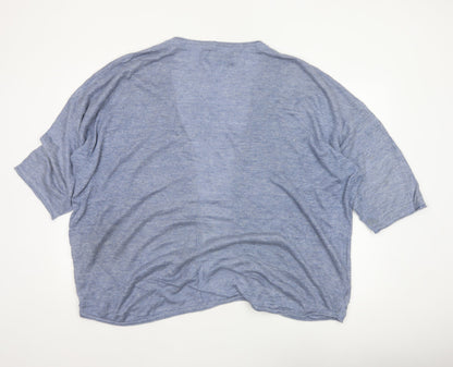 Fat Face Women’s Blue Size 20 Linen Open 3/4 Sleeve Cardigan