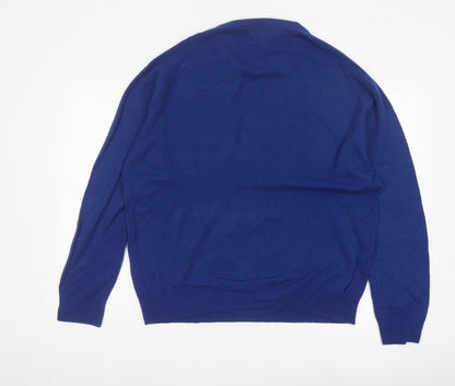 Blue Harbour Men’s Blue L Lambswool Crew Neck Pullover Jumper