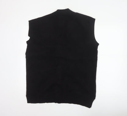 Mint Women Black XL Sleeveless V-Neck Knit Jewel Button Cardigan Vest