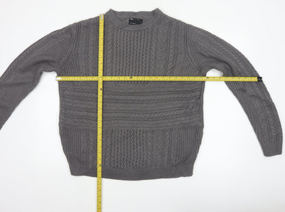 ASOS Design Men's Grey M Cable-Knit Crew Neck Pullover Jumper