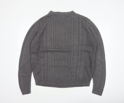 ASOS Design Men's Grey M Cable-Knit Crew Neck Pullover Jumper