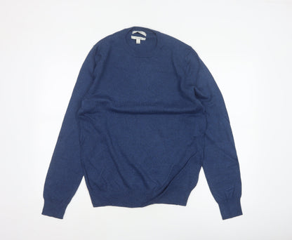 Marks and Spencer Men Blue M Pure Cotton Crew Neck Pullover Jumper