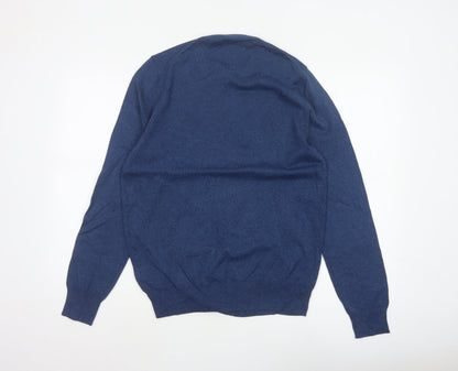 Marks and Spencer Men Blue M Pure Cotton Crew Neck Pullover Jumper