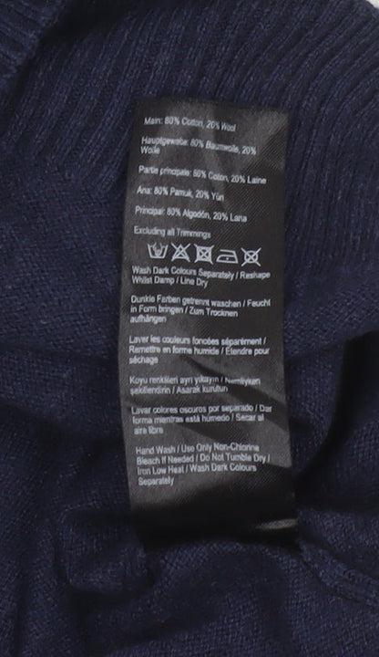 Joules Men’s Blue XXL Merino Wool Cotton Crew Neck Logo Jumper