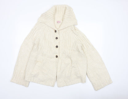 Phase Eight Women Ivory Size 14 Cable Knit Cowl Neck Cardigan