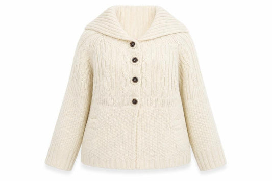 Phase Eight Women Ivory Size 14 Cable Knit Cowl Neck Cardigan