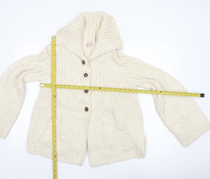 Phase Eight Women Ivory Size 14 Cable Knit Cowl Neck Cardigan