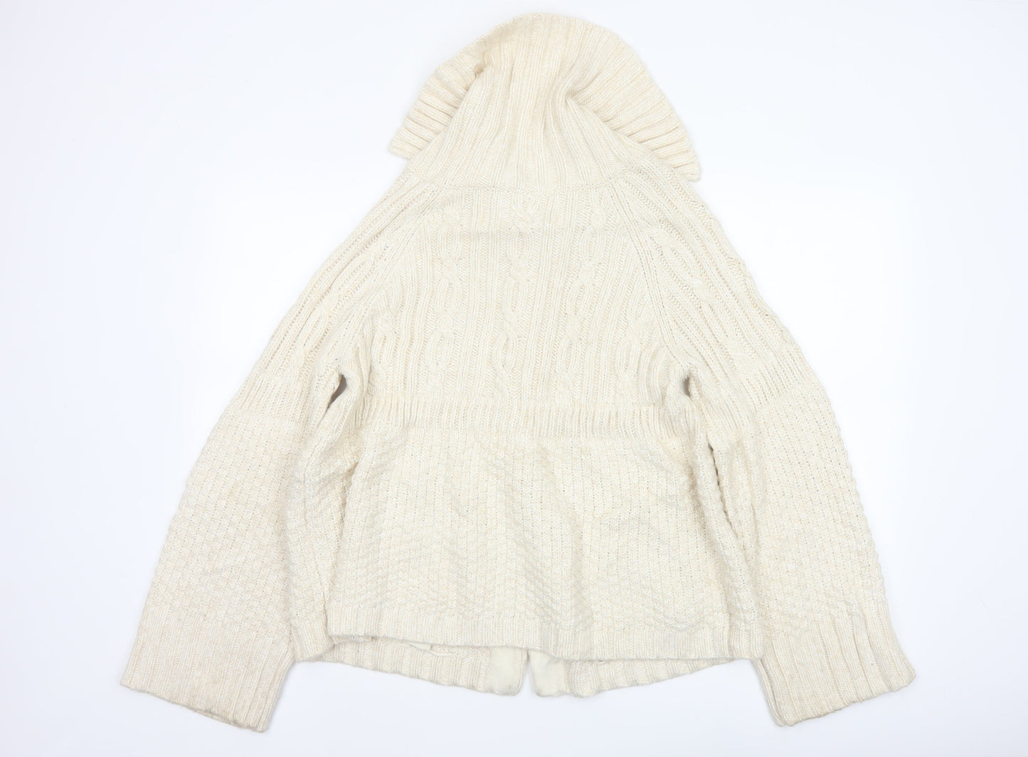 Phase Eight Women Ivory Size 14 Cable Knit Cowl Neck Cardigan
