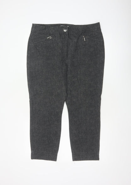 M&S Women’s Grey UK 16 Short High Rise Tapered Cotton Trousers
