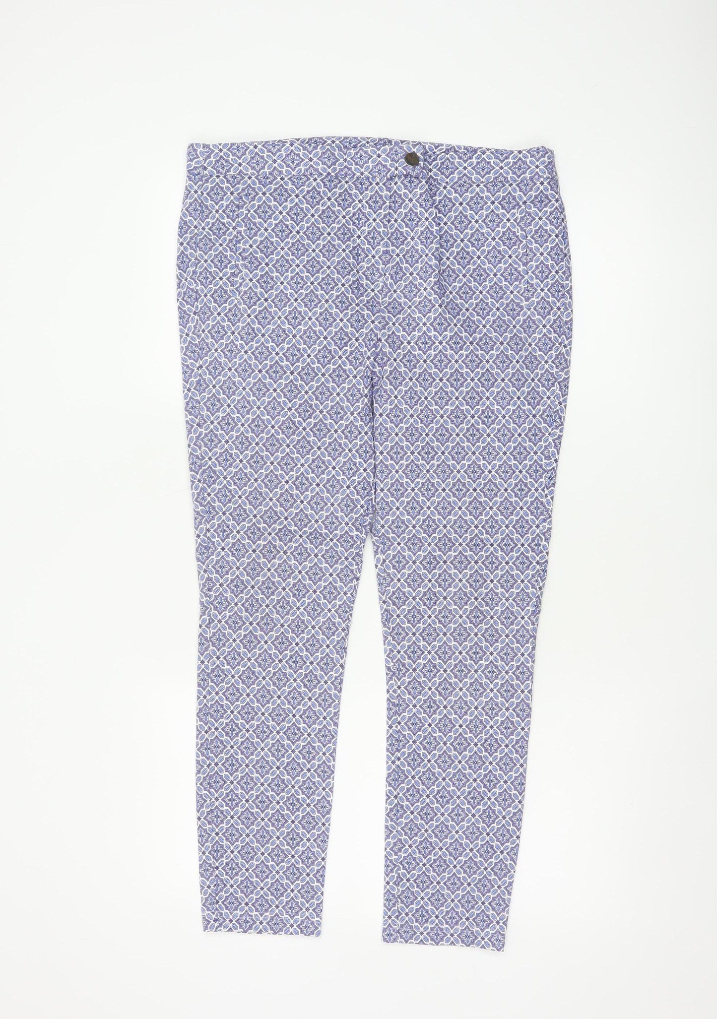 Dorothy Perkins Women’s Blue Geometric Skinny Trousers UK 14 Stretch