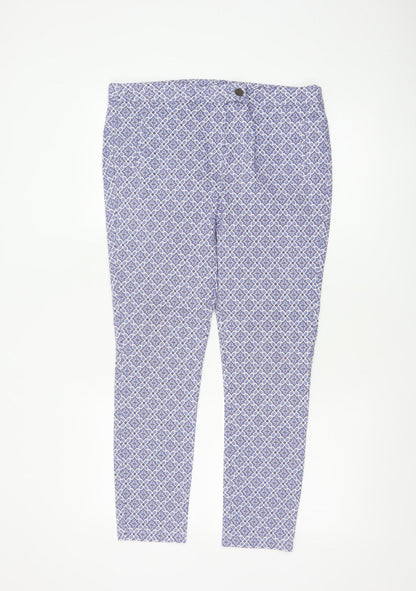 Dorothy Perkins Women’s Blue Geometric Skinny Trousers UK 14 Stretch