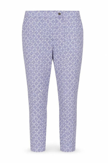 Front view of Dorothy Perkins Women’s Blue Geometric Skinny Trousers UK 14 Stretch
