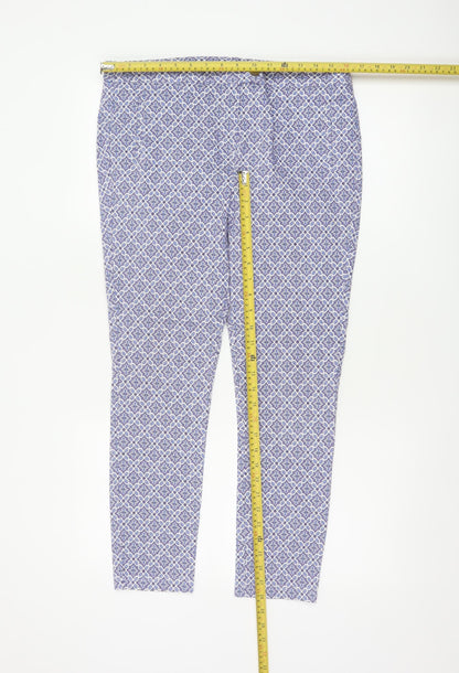 Dorothy Perkins Women’s Blue Geometric Skinny Trousers UK 14 Stretch