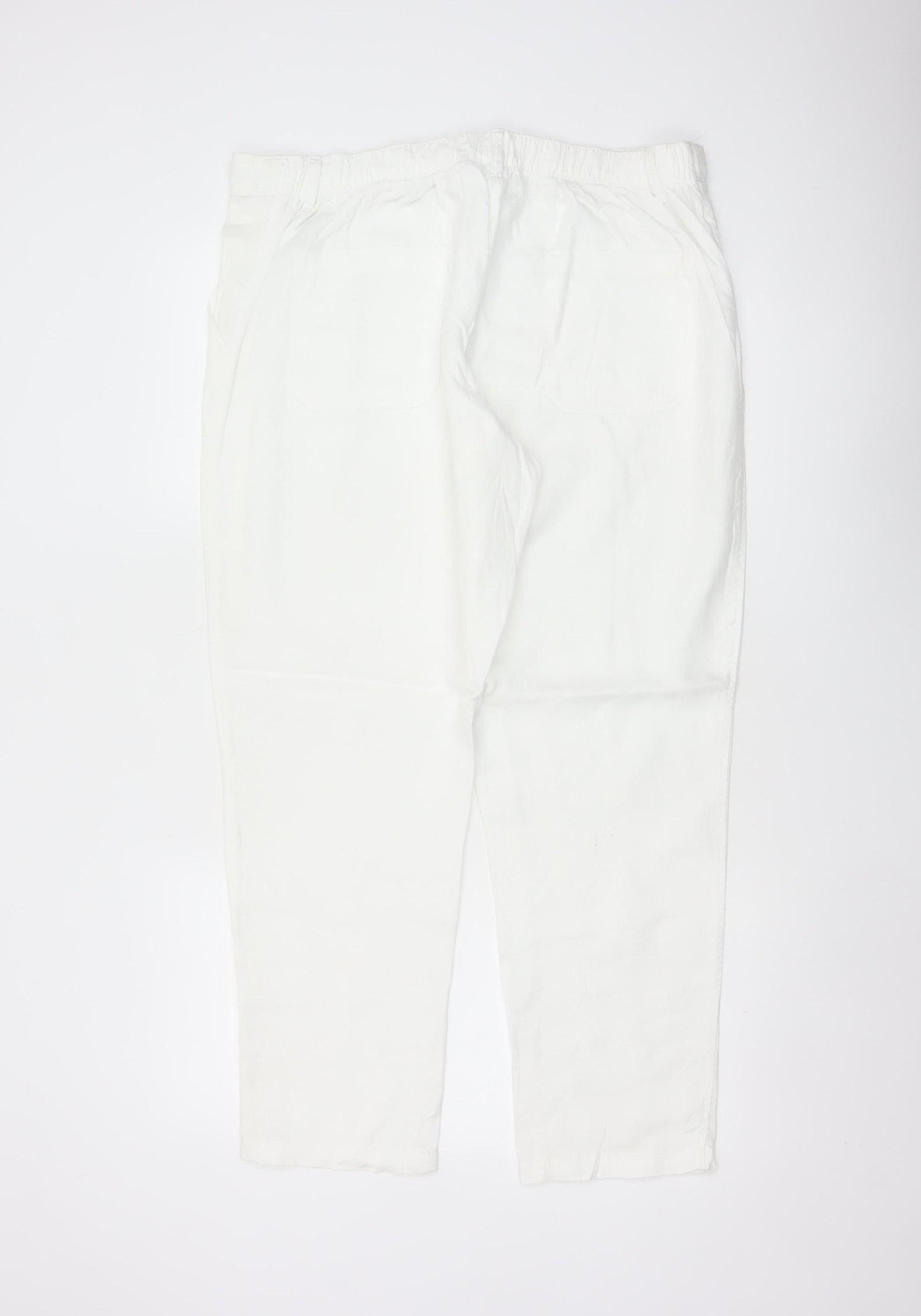 M&S Women’s Soft White UK 16 Linen Cargo Tapered Trousers