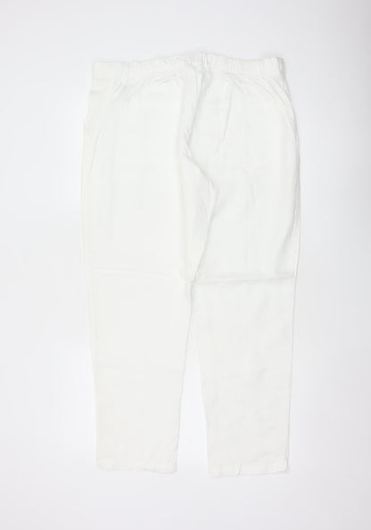 M&S Women’s Soft White UK 16 Linen Cargo Tapered Trousers