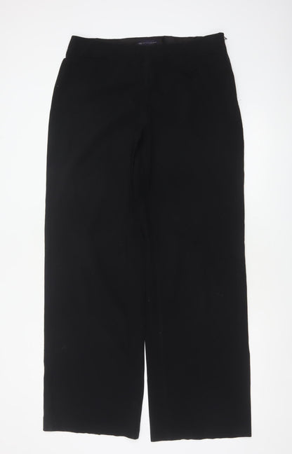 Marks & Spencer Women Black UK 14 Long Wide-Leg Stretch Trousers
