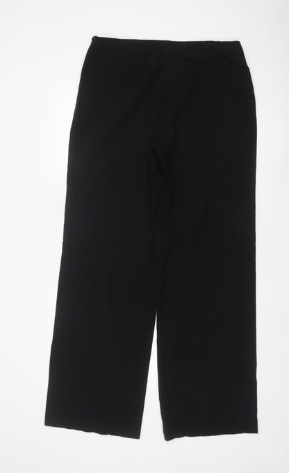 Marks & Spencer Women Black UK 14 Long Wide-Leg Stretch Trousers