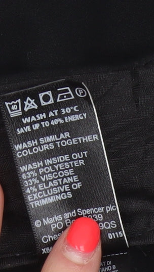Marks & Spencer Women Black UK 14 Long Wide-Leg Stretch Trousers
