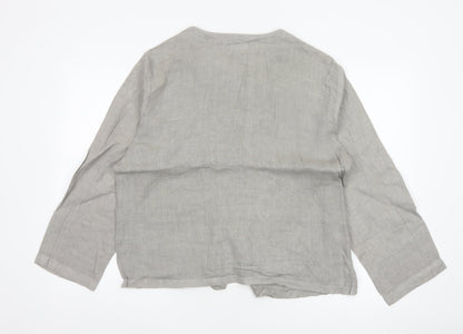 Luca Vanucci Women’s Grey XL Linen Button-Up Pocket Blouse Made in Italy