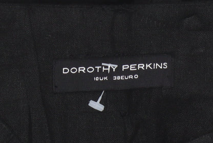Dorothy Perkins Women Black UK 10 Cropped Wide-Leg Belted Trousers