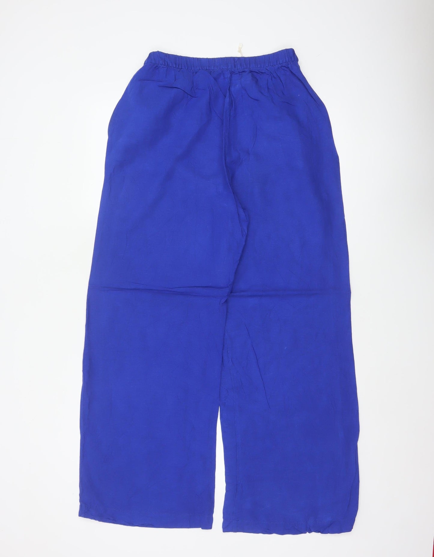 Oysho Women Blue Size S Wide-Leg Drawstring Trousers Pockets