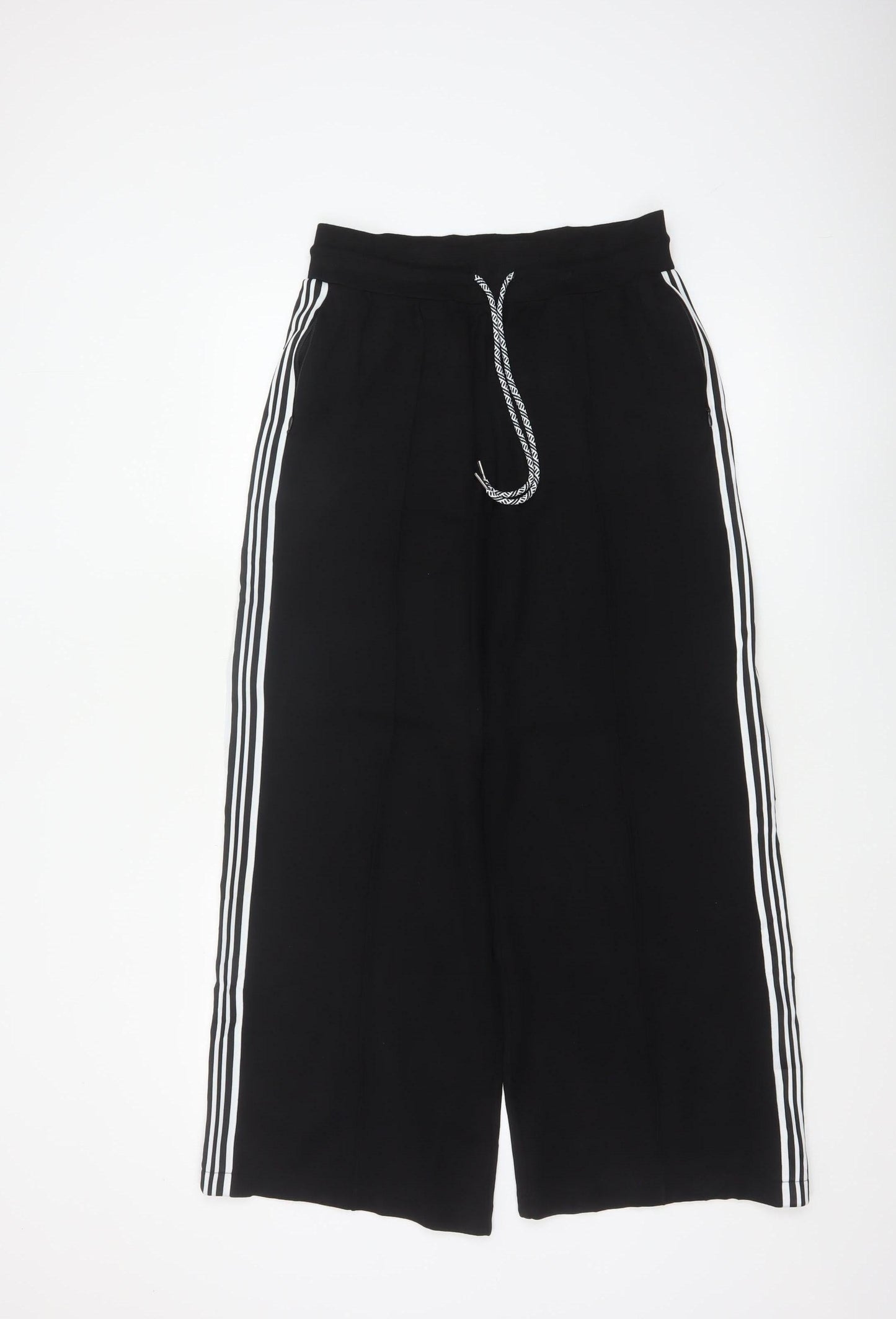Marks & Spencer Women's Black UK 10 Long Wide-Leg Stripe Trousers