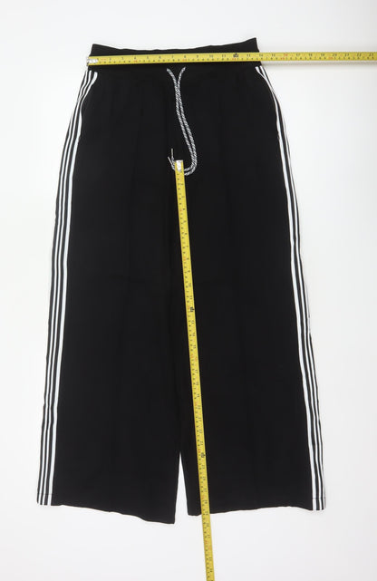 Marks & Spencer Women's Black UK 10 Long Wide-Leg Stripe Trousers