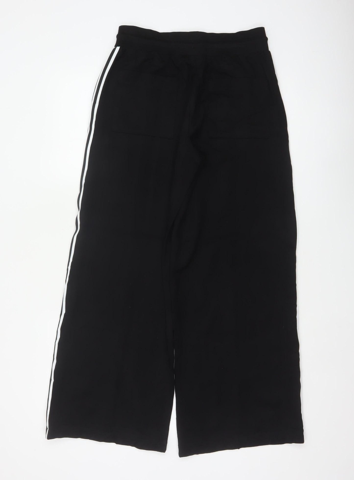 Marks & Spencer Women's Black UK 10 Long Wide-Leg Stripe Trousers