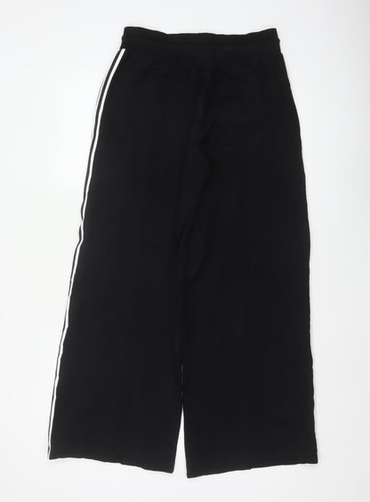 Marks & Spencer Women's Black UK 10 Long Wide-Leg Stripe Trousers
