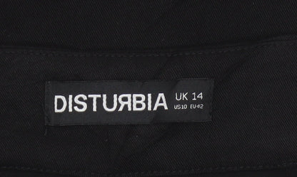 Disturbia Women Black UK 14 Gothic Lace Up Midi Pencil Skirt