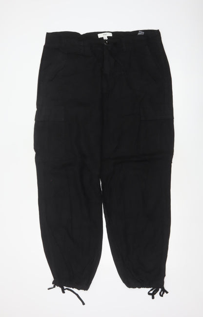 M&S Women’s Black Size 16 Regular Cargo Tapered Trousers Pockets