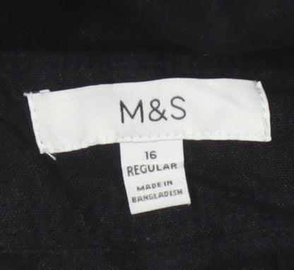 M&S Women’s Black Size 16 Regular Cargo Tapered Trousers Pockets