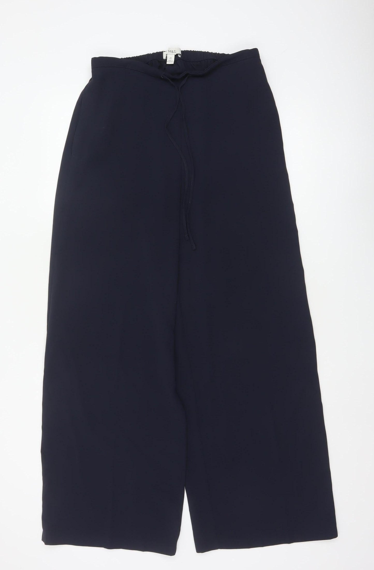 Marks and Spencer Women’s Navy Blue Size 10 Wide Leg Drawstring Trousers