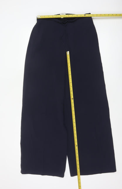 Marks and Spencer Women’s Navy Blue Size 10 Wide Leg Drawstring Trousers
