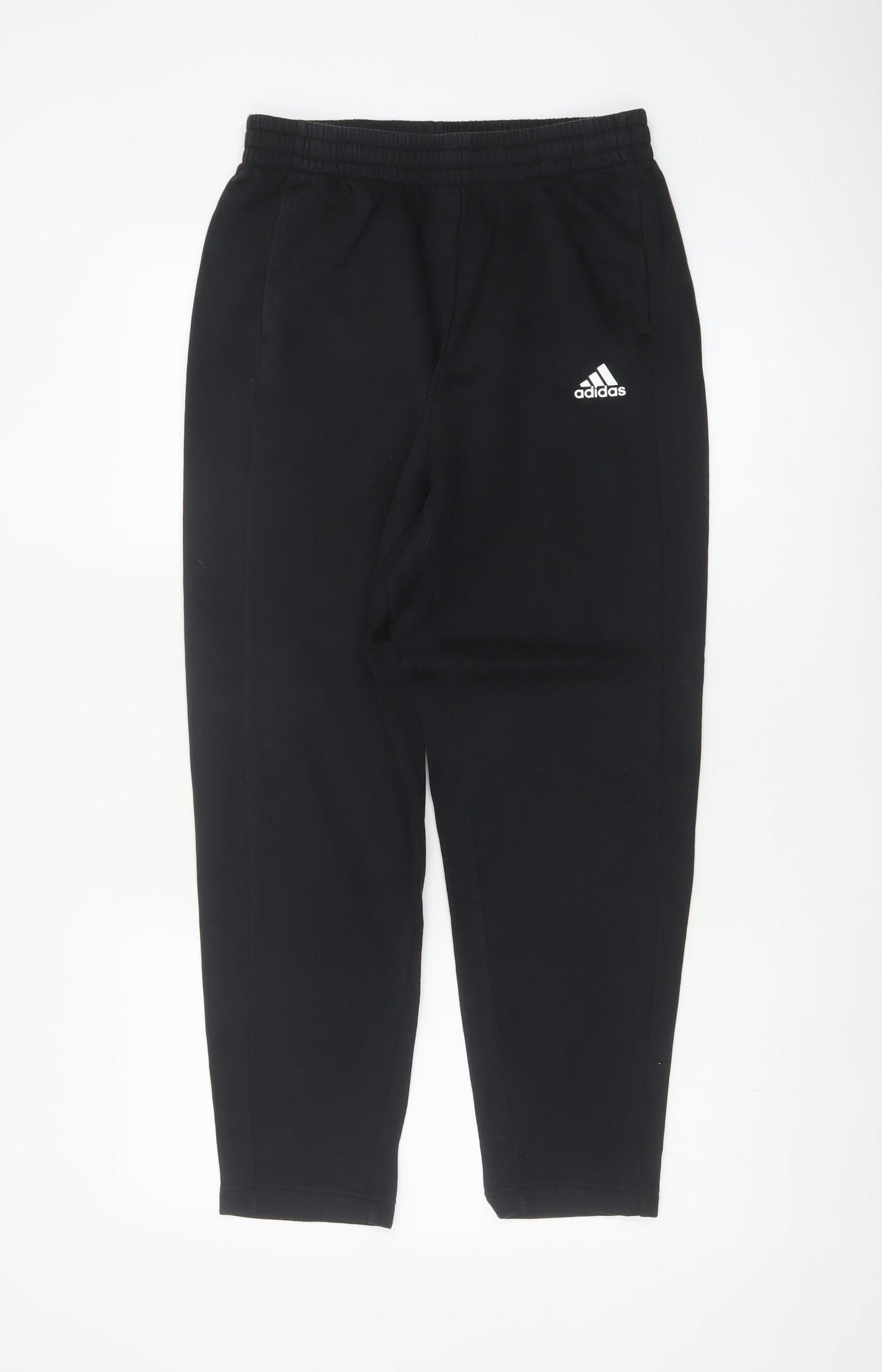 adidas Boys Black Jogger Trousers 13-14 Years Cotton Blend Elastic Waist