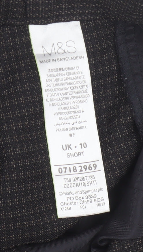 Marks and Spencer Women Brown UK 10 Short Straight Tailored Trousers