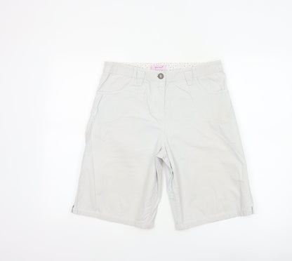 Marks & Spencer Per Una Women Grey White Check Bermuda Shorts UK 10