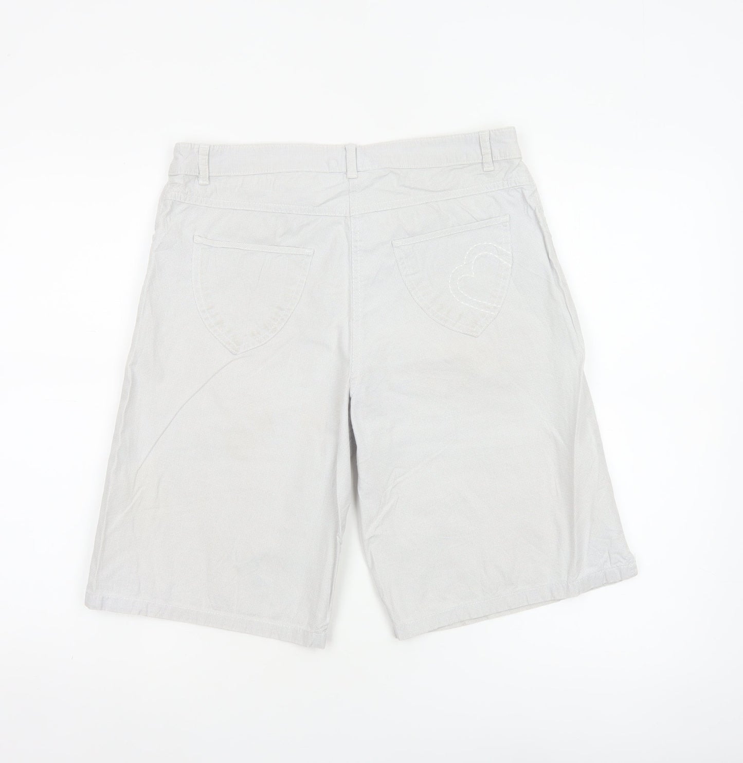 Marks & Spencer Per Una Women Grey White Check Bermuda Shorts UK 10