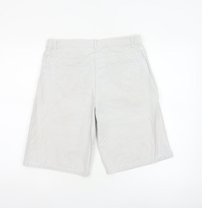 Marks & Spencer Per Una Women Grey White Check Bermuda Shorts UK 10