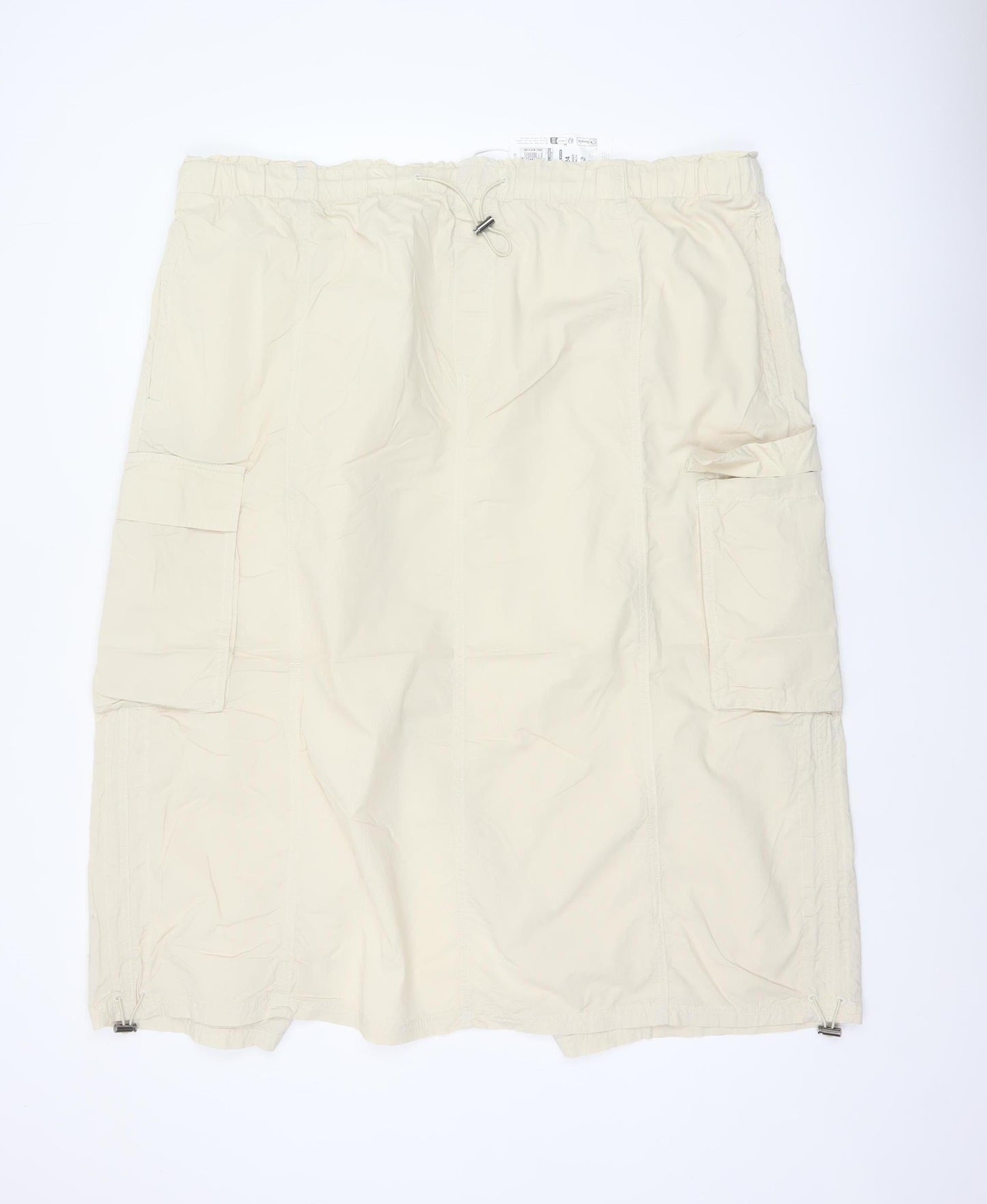 Marks & Spencer Women Beige UK 24 Long Cargo Skirt Drawstring Pockets