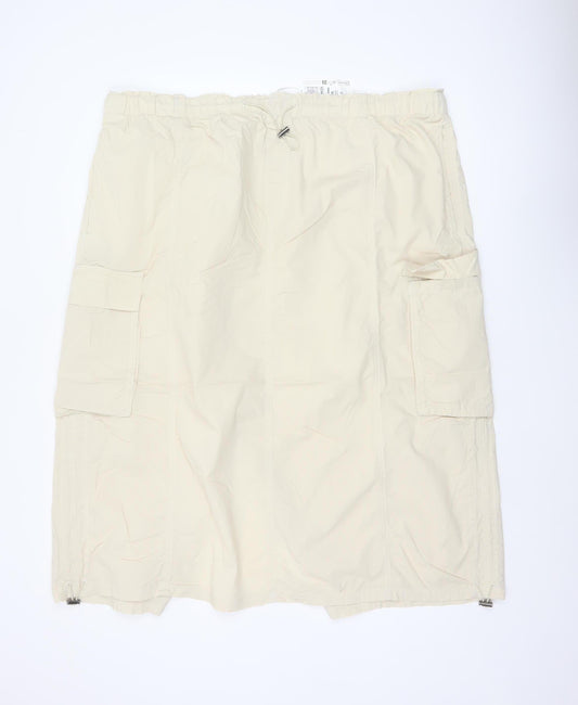 Marks & Spencer Women Beige UK 24 Long Cargo Skirt Drawstring Pockets